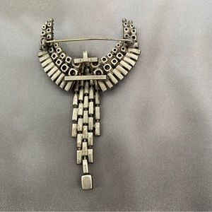 Vintage Rhinestones Pin w/ Half Moon Shape, Cascading Stones